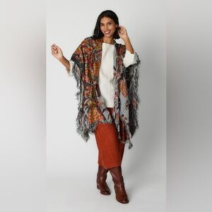 Art to wear Embroidered Pashmina Wool Ruana One size‎ in Mountain Ash